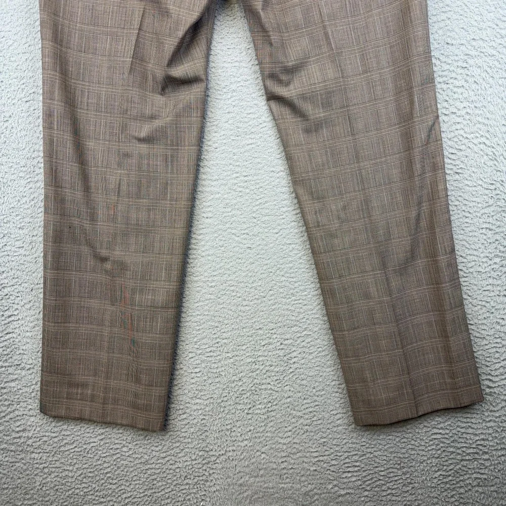 Banana Republic Dress Pants Mens 36x32 Brown Wool Tailored Slim Plaid Trousers